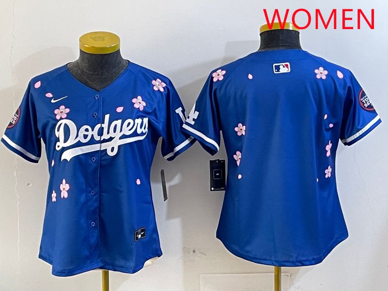 Women Los Angeles Dodgers Blank Blue Sakura Edition 2025 Nike MLB Jersey style 1